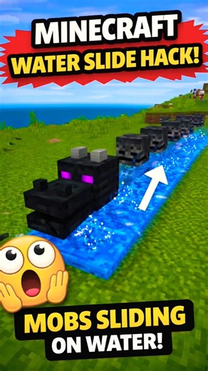 Minecraft Water Slide Hack! 😱 Mobs Sliding on Water #shorts