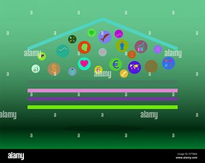 Technology network. Connected symbols for digital, connect, communicate, social media and global concepts. Background with lines Stock Photo - Alamy