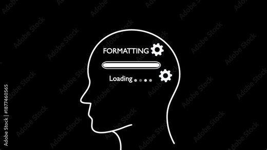 Human Head Profile With Formatting loading in Mind. Business creativity and Innovation concept.Creative thinking, strategic planning technology, and futuristic vision.