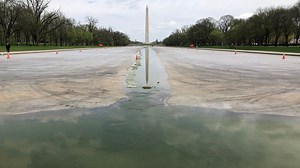Lincoln Memorial Reflecting Pool almost done draining