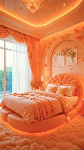 Dreamy Peach Luxury Bedroom Design 🍑 | Elegant Aesthetic Bedroom Inspiration #viral #shorts #luxury