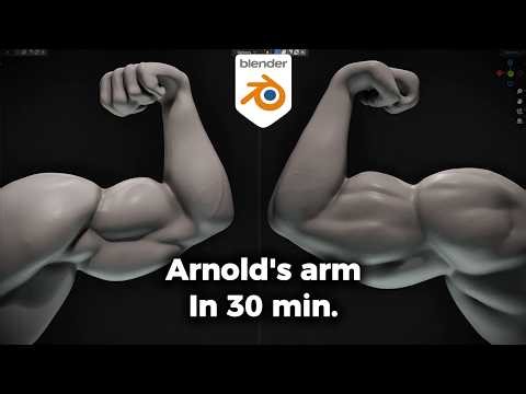 Sculpting Arnold's muscular arm in Blender in around 30 minutes #blender #bodybuilding