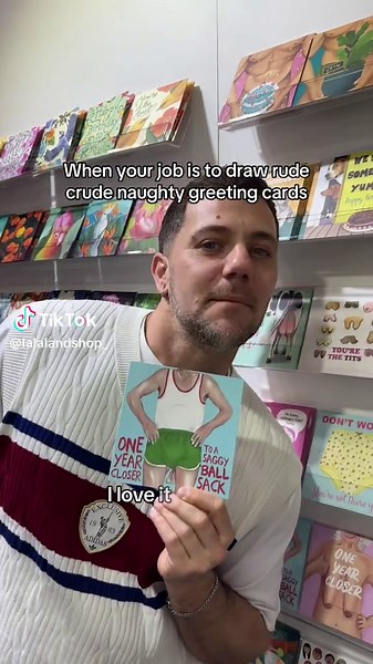 A commercial artist’s job isn’t easy you know 😏 Murilo’s rudest and crudest greeting cards are one of our top sellers here at La La Land - what would we do without him 🤷🌈 #comedy #lalalandshop #funny