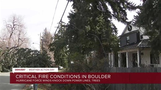 Powerful winds knock power lines down onto homes in Boulder