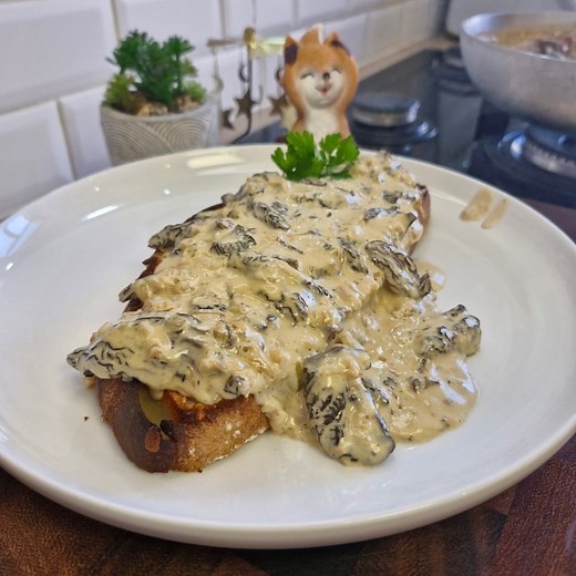 Croûte aux morilles à la jurassienne : une recette 100% gourmande et made in Jura ! Une sauce onctueuse au vin jaune, des morilles bien fondantes, du comté affiné... le tout servi sur du pain grillé , c’est juste irrésistible ! Ingrédients (pour 4 personnes) : 200g de morilles 2 échalotes 2 gousses d’ail 20cl de vin jaune 40cl de crème liquide Beurre demi-sel Tranches de pain 150g de comté 16 mois Sel, poivre À tester absolument si tu veux impressionner à table ! #CuisineFrançaise #RecetteJura #