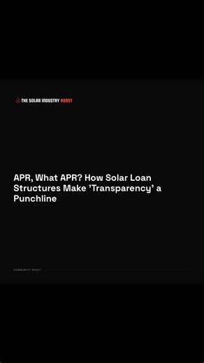 🔥 APR, What APR? How Solar Loan Structures Make 'Transparency' a Punchline #Shorts