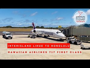 Hawaiian Airlines First Class Boeing 717-200 Lihue to Honolulu (spectacular landing in Honolulu)