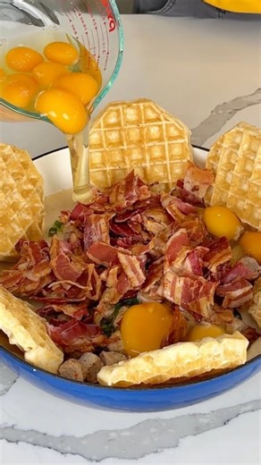 New favorite easy breakfast waffle pie casserole everyone is loving