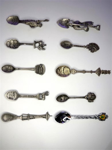 Vintage Set of 10 Collector Miniature Spoons USA, 3D Scultured Tops Unique and Special, New York, Colorado, Arizona, Oklahoma, Boston, Dkota - Etsy