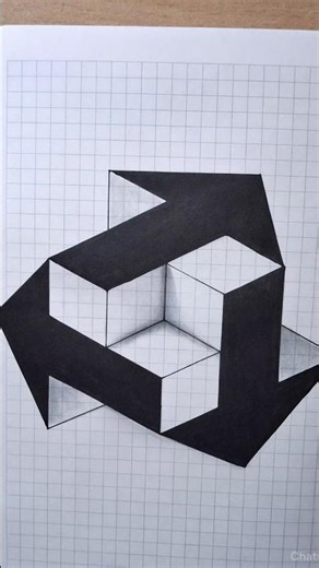 Amazing 3D Illusion Art on Grid Paper | Satisfying Drawing #Shorts