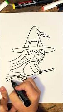 How to draw a witch 🧹🧹🧹 #easydrawing #school #halloween