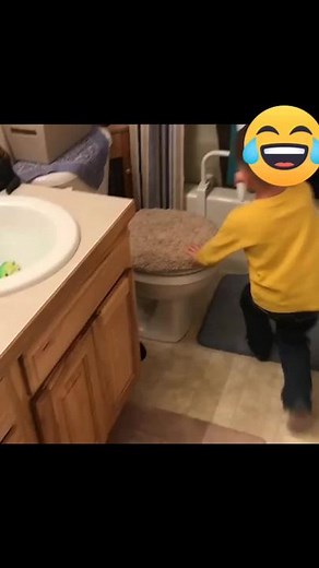 Funny Kid Bathroom Prank with Toilet Brush Surprise