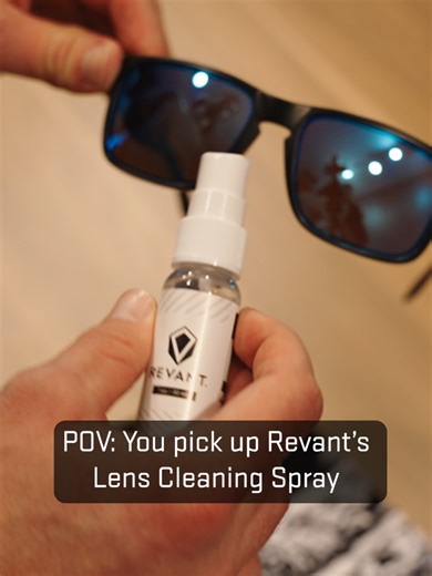 Smudges happen. Clear vision should be easy. Revant Lens Cleaner delivers a streak-free clean that helps keep your lenses looking better for longer. Just spray and wipe with the included microfiber cloth to remove oil, dirt, and debris. Safe for all lenses and coatings. Compact enough to take anywhere. #RevantOptics #BuildBetter #SeeClearly #LensCleaner #SunglassesCare #ClearVision