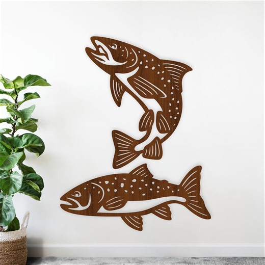 Trout Fish Silhouette Wall Art SVG - Fishing Decor for Laser & Vinyl (digital Download) - Etsy