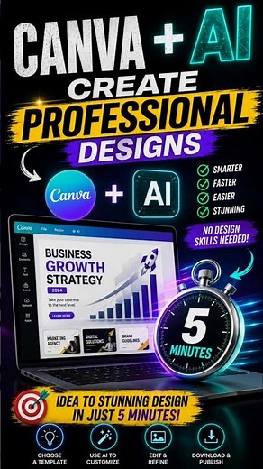 Canva + AI: Create Pro Designs in Just 5 Minutes 🤯 #shorts #money #contentcreator #ai #hack