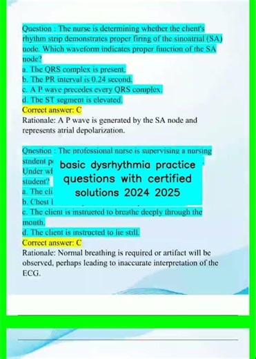 basic dysrhythmia practice questions with certified solutions 2024 2025 video