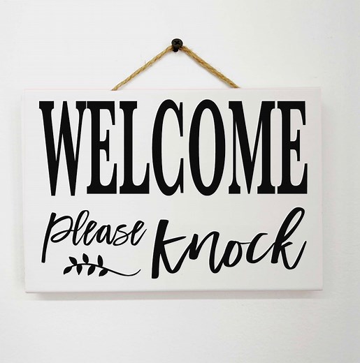 Welcome Please Knock Sign Door Hanger Home Office Business - Etsy