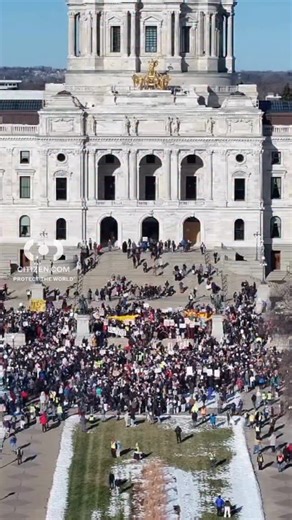 A large group has gathered at the Minnesota State Capitol in St. Paul to protest ongoing ICE operations following a fatal shooting by a U.S. Immigration and Customs Enforcement agent in Minneapolis. Authorities are monitoring the demonstration as it unfolds, and Citizen user footage suggests that the demonstrators are inside the capitol as well. Get information in real-time on Citizen 📲 #ice #protest | Citizen