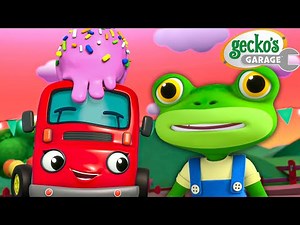 Fire Truck Turned Ice Cream Truck | Max the Monster Truck | Truck and Bus Cartoon | Gecko's Garage