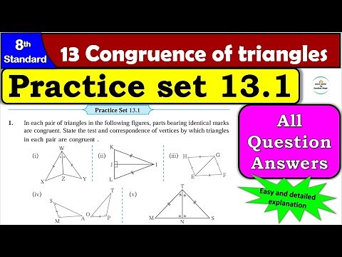Practice Set 13.1 | Class 8 | Chapter 13 Congruence of Triangles | Maths | All Question Answers