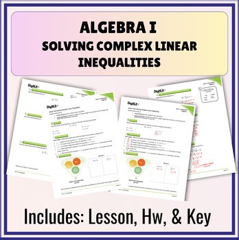 Solve Complex Linear Inequalities Worksheet, Homework 8th-10th Grade Algebra