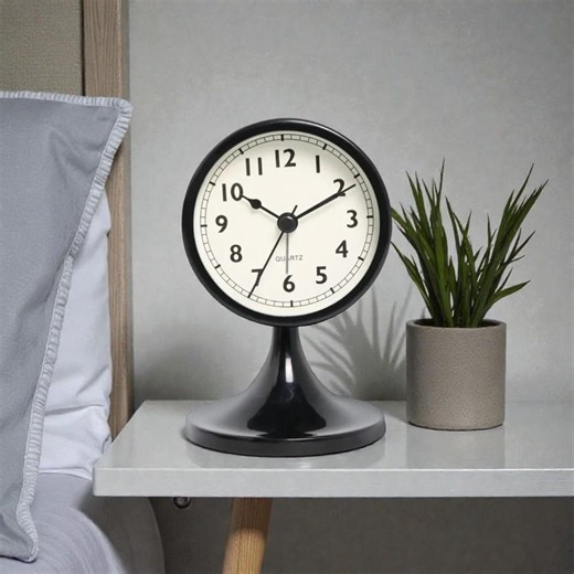 Vintage Round Metal Alarm Clock in Black, White, Red, Turquoise Green, Nordic Style, Silent Bedside Clock With Backlight. - Etsy