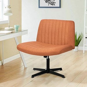 Waleaf Armless Office Desk Chair No Wheels,Fabric Padded Modern Swivel Vanity Chair,Height Adjustable Wide Seat Computer Chair