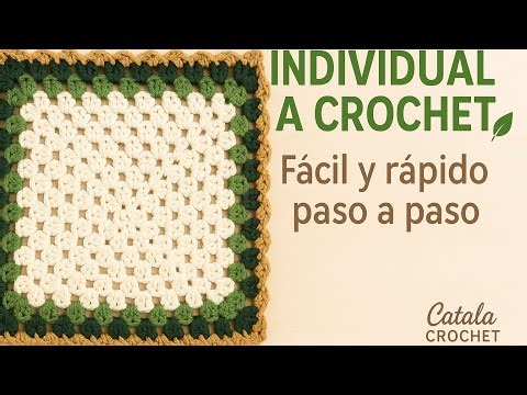 Individual rectangular a crochet fácil y rápido
