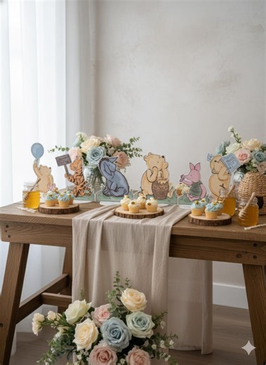 Classic Winnie the Pooh and Friends Double-sided Table Centerpieces Set 6, Baby Shower, Nursery Decor, Table Decor, Birthday Decorations - Etsy