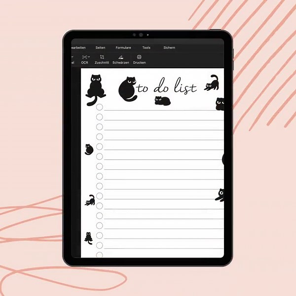 Digital To-do List | Task List PDF | Vector File | Printable A4 & A5 | Doodle Notes | Cat Design | Printable Checklist - Etsy