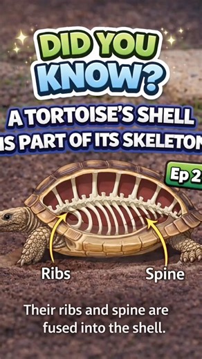 Did You Know A Tortoise’s Shell Is Part Of Its Skeleton? 🐢