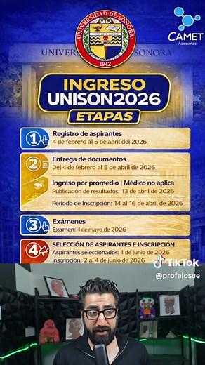 🚨 Convocatoria UNISON 2026 | Admisión Universidad de Sonora 🚨 Si vas a aplicar a UNISON 2026, guarda esto: ✅ EXANI-II (CENEVAL) desde casa: 4 mayo 2026 ✅ Resultados: 1 junio 2026 ( corrimientos en junio) 📌 En este video te digo qué hacer paso a paso qué estudiar y cómo subir tu puntaje con práctica real. 💬 Comenta “UNISON 2026 tu carrera” y te mando acceso al grupo gratis material. 📍 Sonora: Hermosillo, Nogales, Caborca, Santa Ana, Navojoa, Ciudad Obregón #UNISON #UniversidadDeSonora #USON