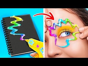 इंद्रधनुष सुंदरता शिल्प! मैंने सुंदरता हैक्स और गैजेट्स के साथ हाई स्कूल से बचाव किया 123 GO! द्वारा