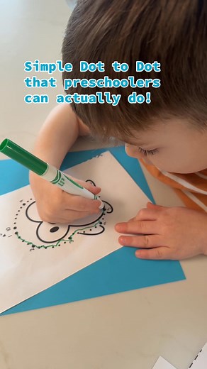Check out my three-year-old tackling these super simple dot-to-dots, perfect for preschoolers! They only use numbers 1 to 10 around the outside of a picture, so little ones can follow along easily. I made these because I couldn’t find any that worked well for preschoolers—so here they are in action! Find these at preschoolvibes.com | Preschool Vibes