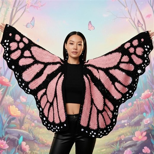 Monarch Butterfly Wing Cardigan Crochet Pattern | Boho Statement Sweater (PDF Download) - Etsy