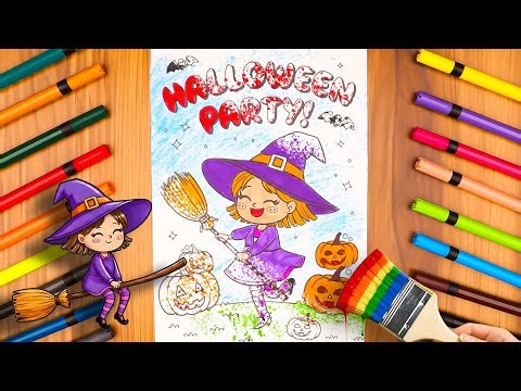 Let's Color Magical Halloween Witch | Fun Halloween Party Drawing for Kids
