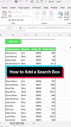 How to Add a Search Box in Excel - Excel Tutorial