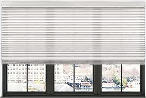 BlindsAvenue Simply Motorized Cellular Shade with Remote Control, Cordless Wireless Window Shades, Customize Width 20"-72" Wide and Height 18"-72" High, Light-Filtering, White Dove