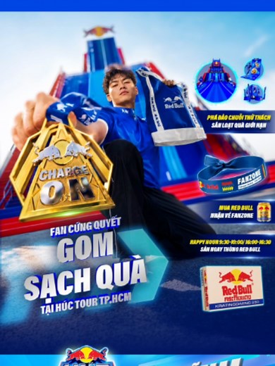 Red Bull Húc Tour HCM — săn quà, đổi vé Fanzone, túi tote & quà giới hạn