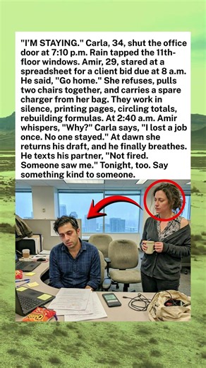 Coworker Stays Through Night to Help Colleague Meet Deadline