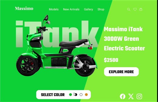 Massimo iTank Electric Scooter | Futuristic 3000W EV Design for