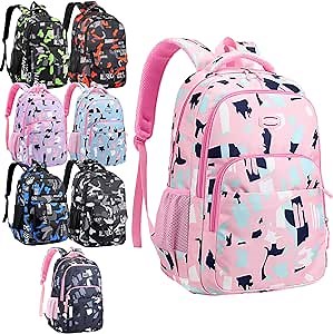 PerKoop 8 Pieces School Backpacks Bulk, 18 Inches Backpack for Back to School Supplies Donation, Backpacks for Elementary, Middle and High School Students