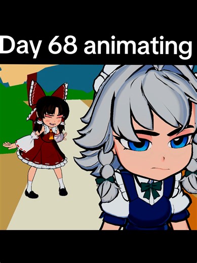 Day 68 animating. I animated reimu and sakuya. #touhou #anime #animationmeme
