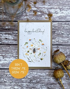 Bee & Insect Plantable Birthday Card, Plantable Wildflower Seed Card - Etsy UK