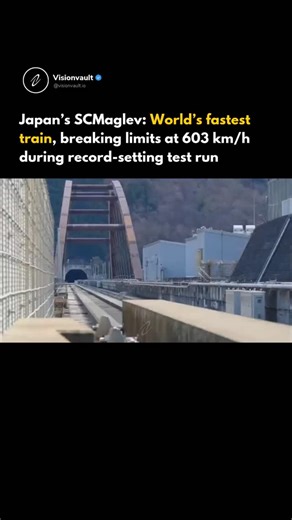 Vision Vault on Instagram: "Japan's SCMaglev has shattered the world speed record for trains, hitting an incredible 603 km/h during a test run! This magnetic levitation train, developed by Central Japan Railway, is set to revolutionize travel between Tokyo and Nagoya, reducing the journey time to just 40 minutes by 2027 (or possibly 2037, as the launch date has been pushed back). The SCMaglev uses superconducting magnets to levitate and propel the train, eliminating friction and allowing for unp