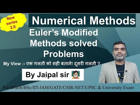 Numerical Methods || Solution of ODE by Euler's Modified methods solved problems