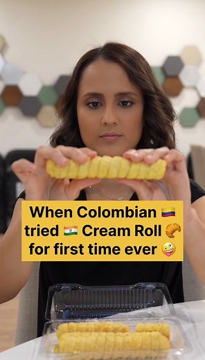 Watch this Colombian girl experience the famous Indian Cream Roll for the very first time — and her reaction is absolutely priceless! 😍✨ This soft, creamy, and flaky Indian dessert is a must-try for anyone who loves sweet treats. From the first bite to the last, it’s pure happiness! We filmed this in Kingston, Canada, where global flavors meet Indian traditions. Have you ever tried an Indian cream roll before? Comment below what dessert you’d love to see next! 🍴 Featuring: Colombian girl tryin