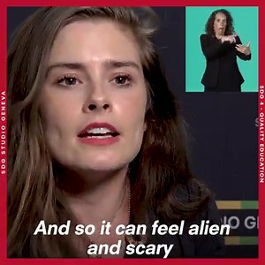 84K views · 818 reactions | "Sign language is crucial for deaf children... Early intervention is crucial. Education doesn't just start in schools, it starts when a child is born." Watch Oscar-winner, actress and screenwriter Rachel Shenton in Geneva's #SDGStudio on today's International Day of Sign Languages: https://youtu.be/sJCIJwc9BRQ #IDSL2018 #GlobalGoals | UN Geneva | Facebook