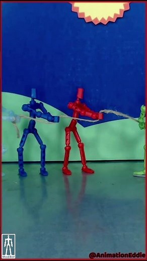 #ModiBot Mo's Tug of War #StopMotion #Animation #StikBot #Toys #animated #animationstyle