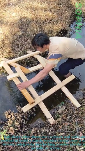 Impressive No Nail Wooden Bridge Build Over a Stream!